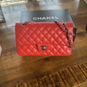 Red double flap quilted Chanel bag,